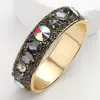 Fashnzfab Sparkly Stone Embellished Hinged Bangle Bracelet Black Diamond, Gold In Multi