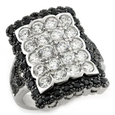 Fashnzfab Special Color 925 Sterling Silver Ring With Aaa Grade Cz In Multi Color In Black