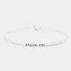 Fashnzfab Special Day Thin Brass Metal Hook Bracelet Rhodium In Multi