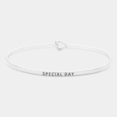 Fashnzfab Special Day Thin Brass Metal Hook Bracelet Rhodium In Multi