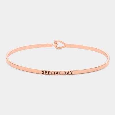Fashnzfab Special Day Thin Brass Metal Hook Bracelet Rose Gold In Multi