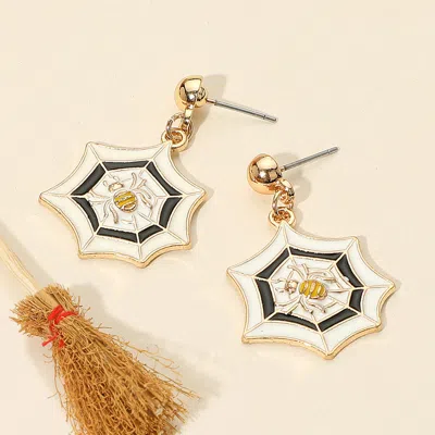 Fashnzfab Spider Web Dangle Earrings In Gold