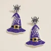 Fashnzfab Spider Witch Hat Charm Drop Dangle Earrings In Blue