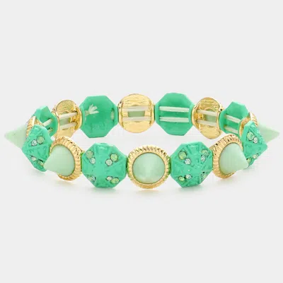 Fashnzfab Spike Cone Stretch Bracelet Mint In Green