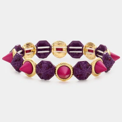 Fashnzfab Spike Cone Stretch Bracelet Purple