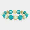 Fashnzfab Spike Cone Stretch Bracelet Turquoise In Blue
