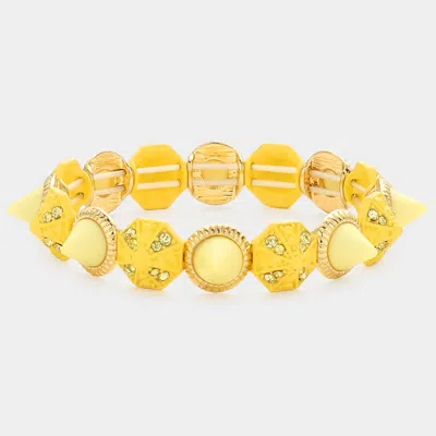 Fashnzfab Spike Cone Stretch Bracelet Yellow