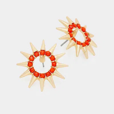 Fashnzfab Spike Stud Earrings In Gold