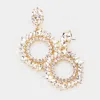 Fashnzfab Spiral Marquise Stone Open Circle Evening Earrings - Gold In Gold