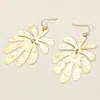 Fashnzfab Splash Metal Leaf Link Dangle Earrings In Gold