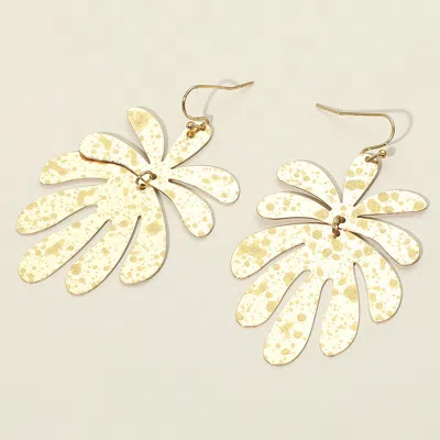 Fashnzfab Splash Metal Leaf Link Dangle Earrings In Gold