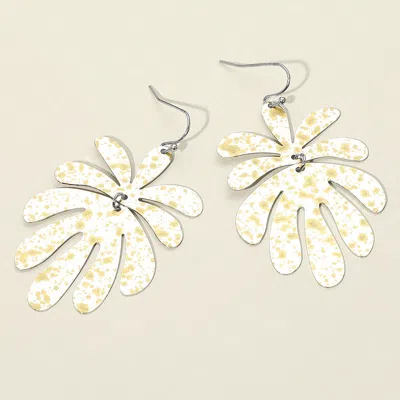 Fashnzfab Splash Metal Leaf Link Dangle Earrings In Multi