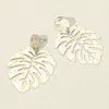 Fashnzfab Splash Tropical Leaf Dangle Earrings - Rhodium In Multi