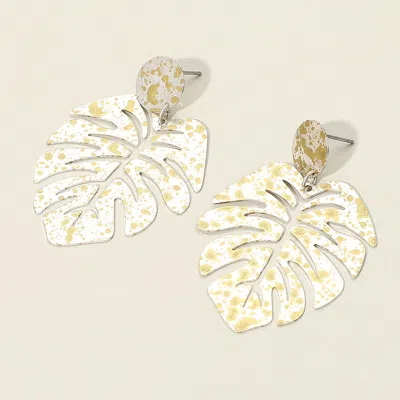 Fashnzfab Splash Tropical Leaf Dangle Earrings In Multi