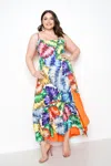 Fashnzfab Splice Tropical Dress In Multi