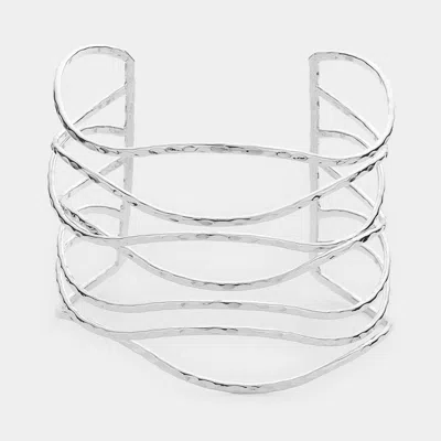 Fashnzfab Split Metal Cuff Bracelet In Multi