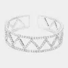 Fashnzfab Split Rhinestone Cuff Evening Bracelet Silver In Silver