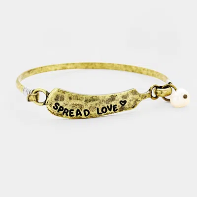 Fashnzfab Spread Love Pearl Burnished Metal Hook Bracelet Gold Burnished In Silver