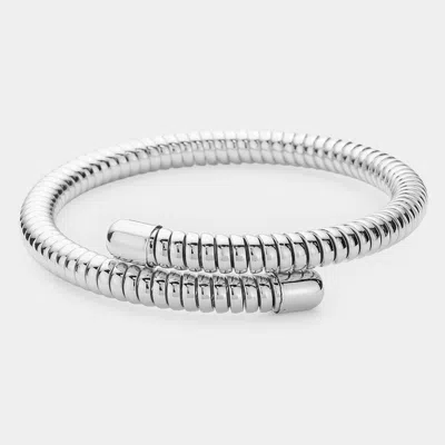 Fashnzfab Spring Metal Adjustable Bracelet Silver
