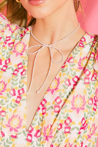 Fashnzfab Spring Rose Pearl Necklace In White
