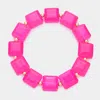 Fashnzfab Square Beaded Stretch Bracelet Fuchsia In Pink