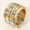 Fashnzfab Square Beaded Wide Coil Adjustable Bangle Bracelet Multi In Multi