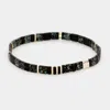 Fashnzfab Square Crystal Color Block Bead Stretch Bracelet Black, Gold In Black