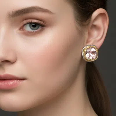 Fashnzfab Square Crystal Frame Clip On Earrings In Silver