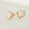 Fashnzfab Square Cushion Embossed Stud Earrings In White