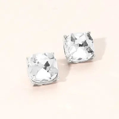 Fashnzfab Square Cushion Stud Earrings In Gray