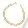 Fashnzfab Square Cut Cz Stone Tennis Bracelet Clear, Gold In Multi
