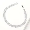 Fashnzfab Square Cut Cz Stone Tennis Bracelet Clear, Silver In Multi