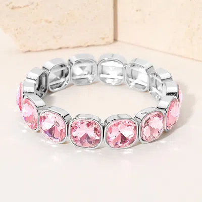 Fashnzfab Square Cut Gem Beaded Stretch Evening Bracelet In Metallic