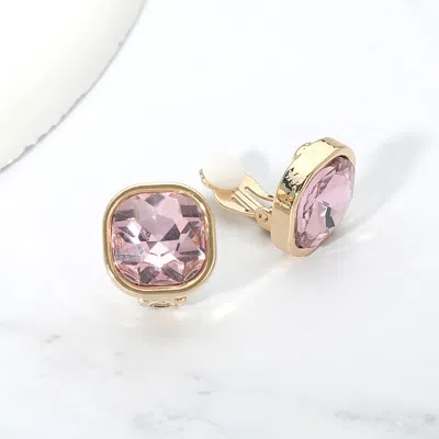 Fashnzfab Square Cut Gem Evening Stud Clip On Earrings In Neutral
