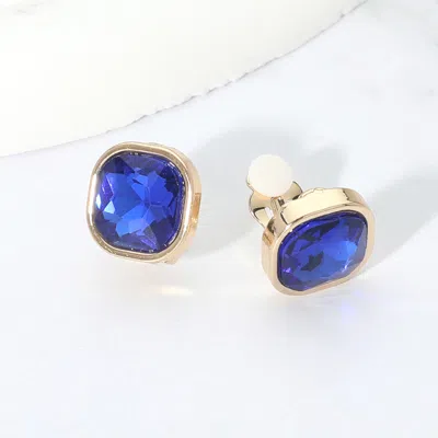 Fashnzfab Square Cut Gem Evening Stud Clip On Earrings In Orange