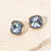 Fashnzfab Square Cut Gem Evening Stud Earrings In Multi