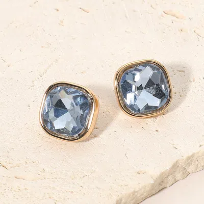 Fashnzfab Square Cut Gem Evening Stud Earrings In Multi