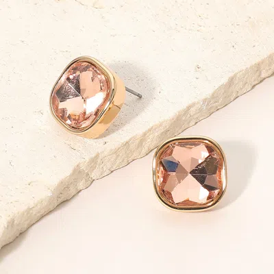 Fashnzfab Square Cut Gem Evening Stud Earrings In Silver