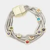 Fashnzfab Square Cz Pointed Multi Layered Magnetic Bracelet Multi In Multi