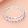 Fashnzfab Square Cz Stone Cluster Accented Split Adjustable Evening Bracelet Silver, Violet In Multi