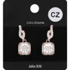 Fashnzfab Square Cz Stone Dangle Evening Earrings - Clear, Rose Gold In Multi
