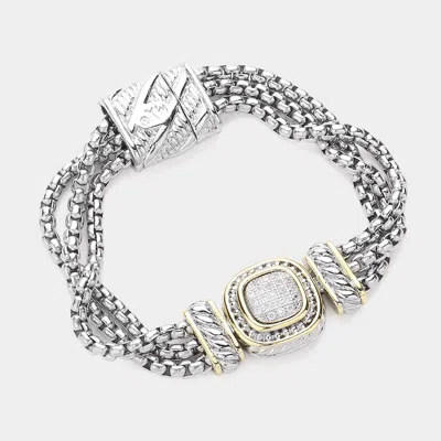 Fashnzfab Square Cz Stone Magnetic Bracelet In Metallic