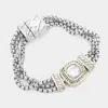 Fashnzfab Square Cz Stone Magnetic Bracelet In Multi