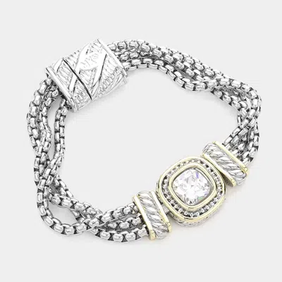 Fashnzfab Square Cz Stone Magnetic Bracelet In Multi