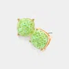 Fashnzfab Square Druzy Stud Earrings - Green In Green