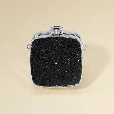 Fashnzfab Square Glitter Mini Clutch Bag / Crossbody Bag In Black
