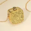 Fashnzfab Square Glitter Mini Clutch Bag / Crossbody Bag In Gold