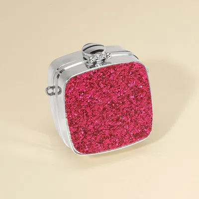 Fashnzfab Square Glitter Mini Clutch Bag Crossbody Bag In Pink