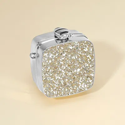 Fashnzfab Square Glitter Mini Clutch Bag / Crossbody Bag In Silver