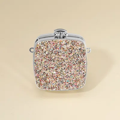 Fashnzfab Square Glitter Mini Clutch Bag / Crossbody Bag In White